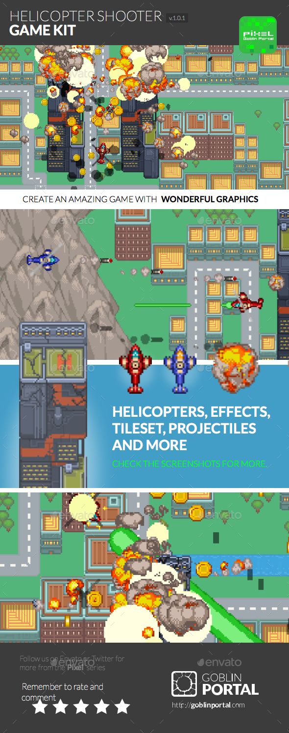 Pixel Helicopter Top-Down Shooter image